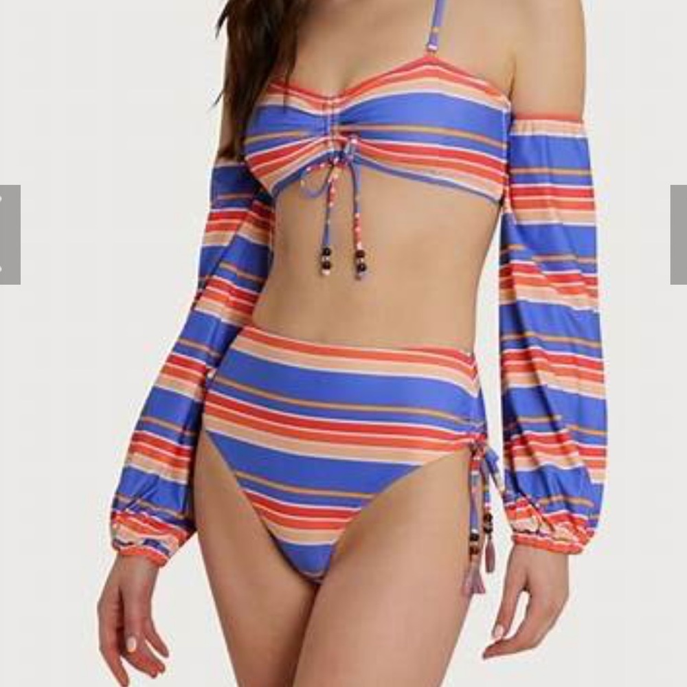NWT Letarte Sardinia bandeau swim top with removable sleeves